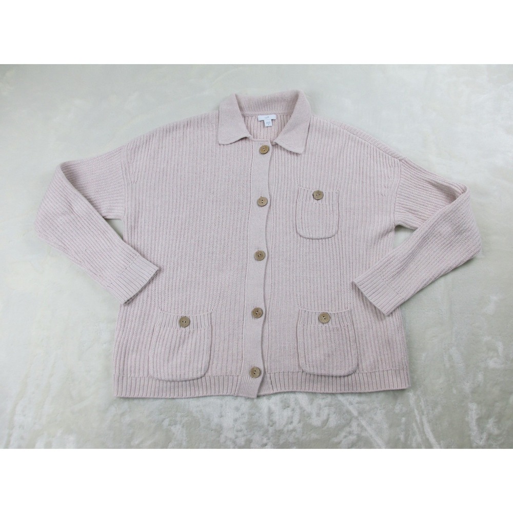 J. Jill‎ Sweater Womens Medium Brown Tan Chunky Knit Cardigan Casual Ladies*